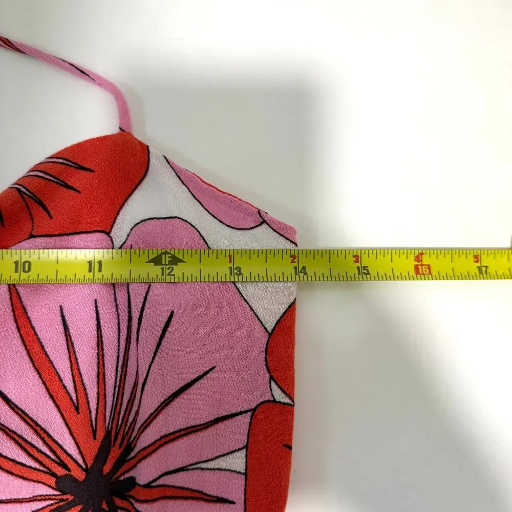 Ava Sky Womens Floral Jumpsuit XS Pink Red Halter Hawaiian Beach Tropical - Picture 4 of 9